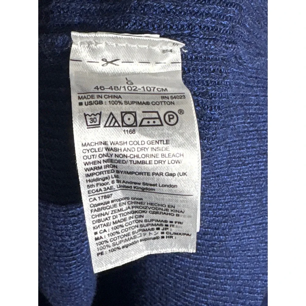 Banana Republic Supima Cotton Ribbed Sweater Mens Large Blue Crew Neck Pullover
